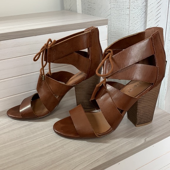 Indigo rd. Brown leather open toed heels size 7.5 - Picture 2 of 6